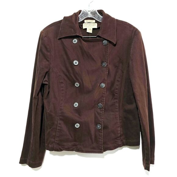 Jones New York Country Jacket Double Breasted Stretch Brown Women's Size 14 - Picture 1 of 4